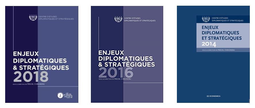 Premières de couvertures des revues Enjeux diplomatiques et stratégiques.